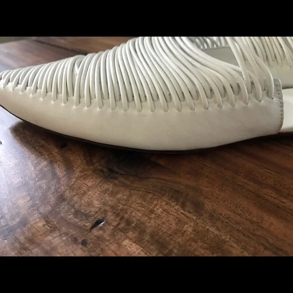 Tory Burch White Strappy Pointed Toe Flats - Picture 8 of 10